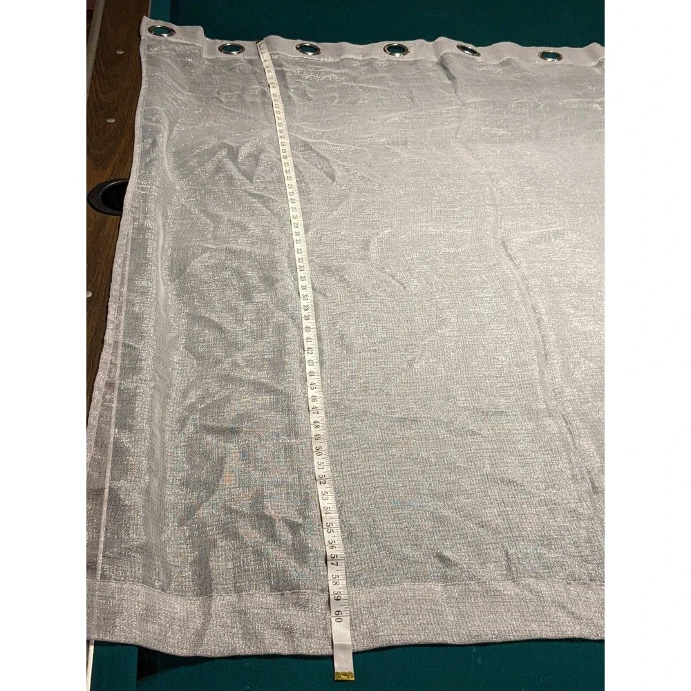 7 Panels - Silver Metallic Coarse Sheer Curtain 62